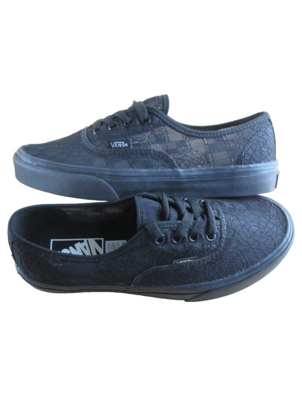 Vans Women's Authentic Chou Chou Woven Lace All Black shoes Size 6.5 NIB